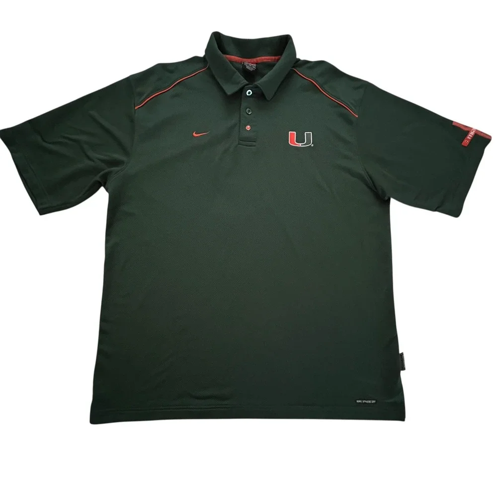 Nike Team Miami‎ Hurricanes Sphere Dry Polo Shirt Mens XL Green NCAA Football